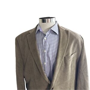 Ralph Lauren Men Tan 100% Cotton Corduroy 2-Button Blazer Sz 48L Suit Jacket